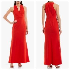 Badgley Mishka Ashley Split V-Neck Sleeveless Stretch Crepe Mermaid Gown/2